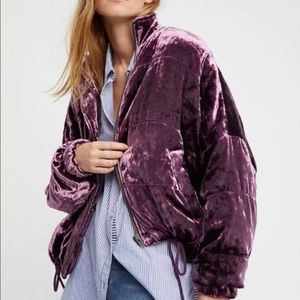 Free People Velvet Bomber Jacket with Puffer Sleeves